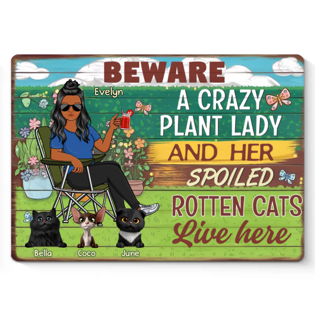 Here Lives A Plant Lover And Her Precious Little Dog - Dog Personalized Custom Home Decor Metal Sign - House Warming Gift For Pet Owners, Pet Lovers
