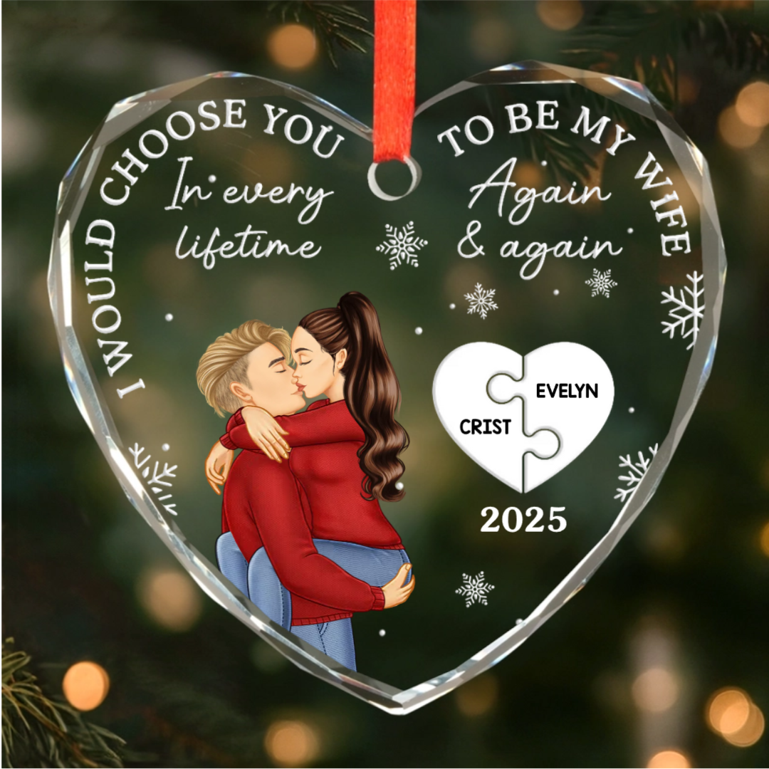 Custom Heart Ornament - Personalized Anniversary Christmas Wedding Gifts For Husband And Wife, Him And Her - Love You More Each Day