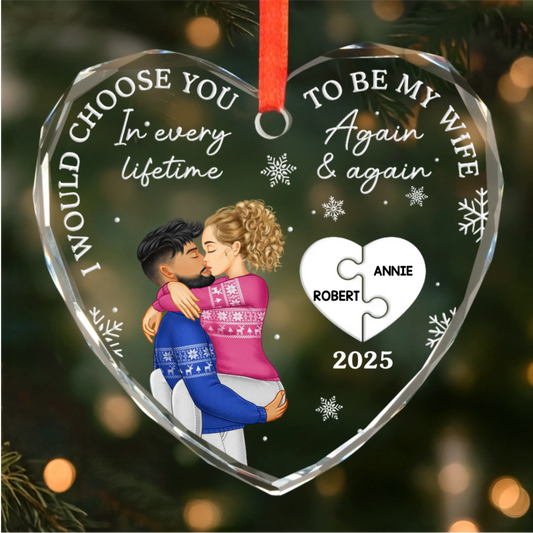 Custom Heart Ornament - Personalized Anniversary Christmas Wedding Gifts For Husband And Wife, Him And Her - Love You More Each Day