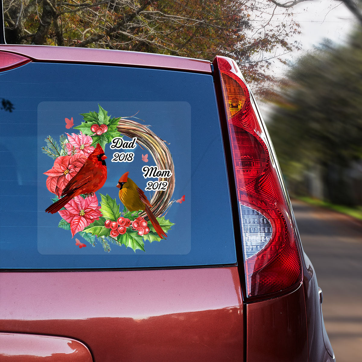 Cardinals Wreath Memorial Personalized Decal