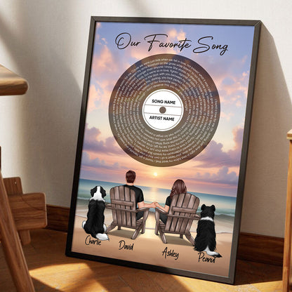 You Me And The Dogs Cats Beach Landscape Vinyl Lyrics Personalized Poster, Heartfelt Gift, Anniversary Gift, Birthday Gift For Him, For Her, Boyfriend, Girlfriend, Husband, Wife