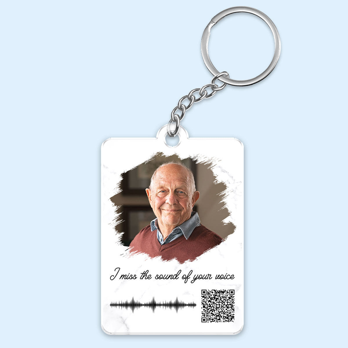 Family Memorial Sympathy Gift Keepsake Photo Inserted Voicemail Voice Message Scannable QR Code Using Your Voicemail Personalized Acrylic Keychain