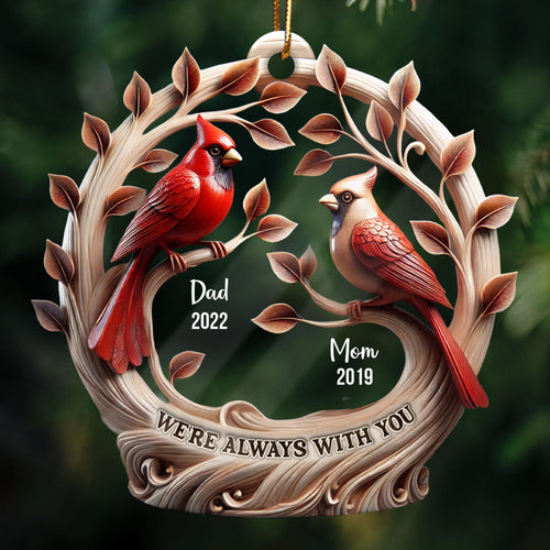 We're Always With You Cardinals On Tree 3D Effect Personalized Acrylic Ornament