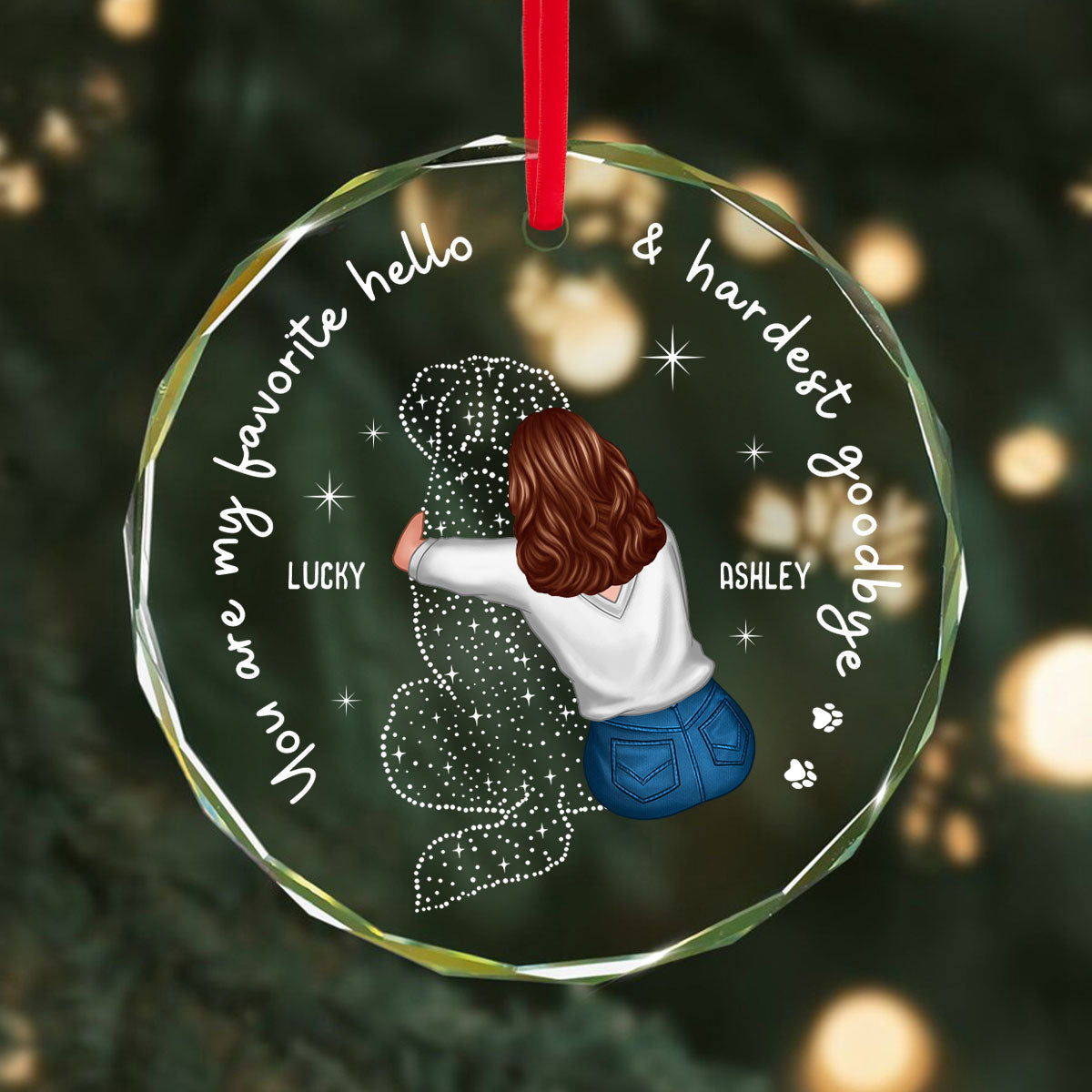 Dog Memorial Pet Loss Keepsake Personalized Glass Ornament