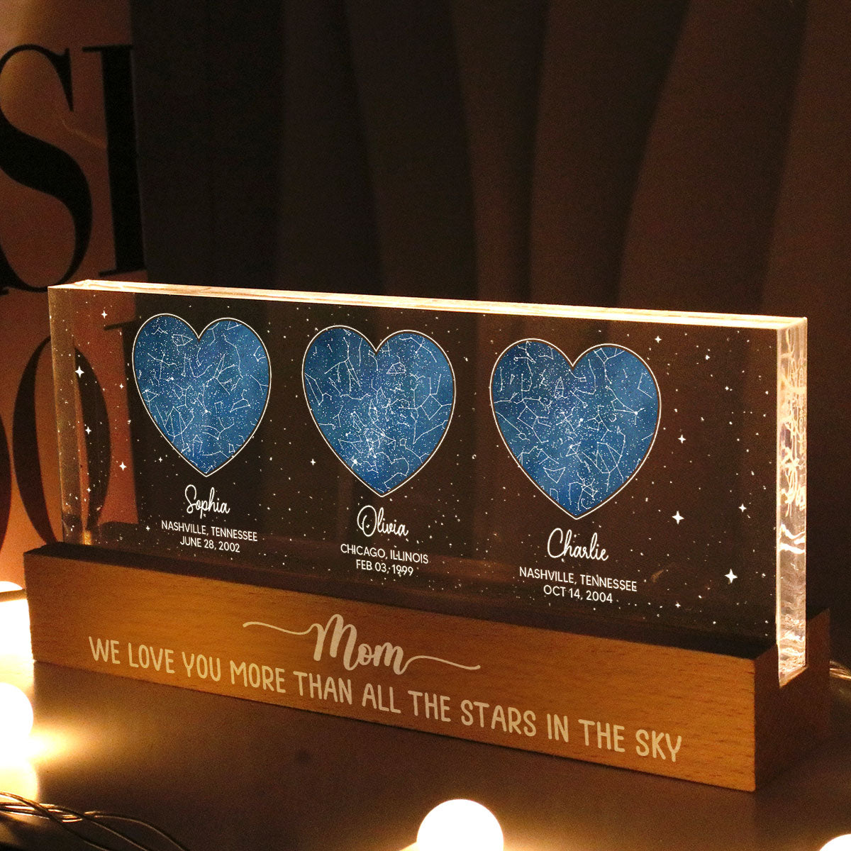 Under This Sky You Became Our Mom Custom Star Map Personalized Acrylic LED Night Light, Heartfelt Mother's Day Gift Birthday Gift Just Because Gift For Mom