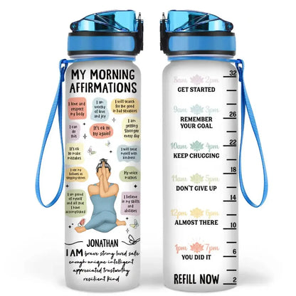 Yoga Lovers - My Morning Affirmations - Personalized Water Tracker Bottle