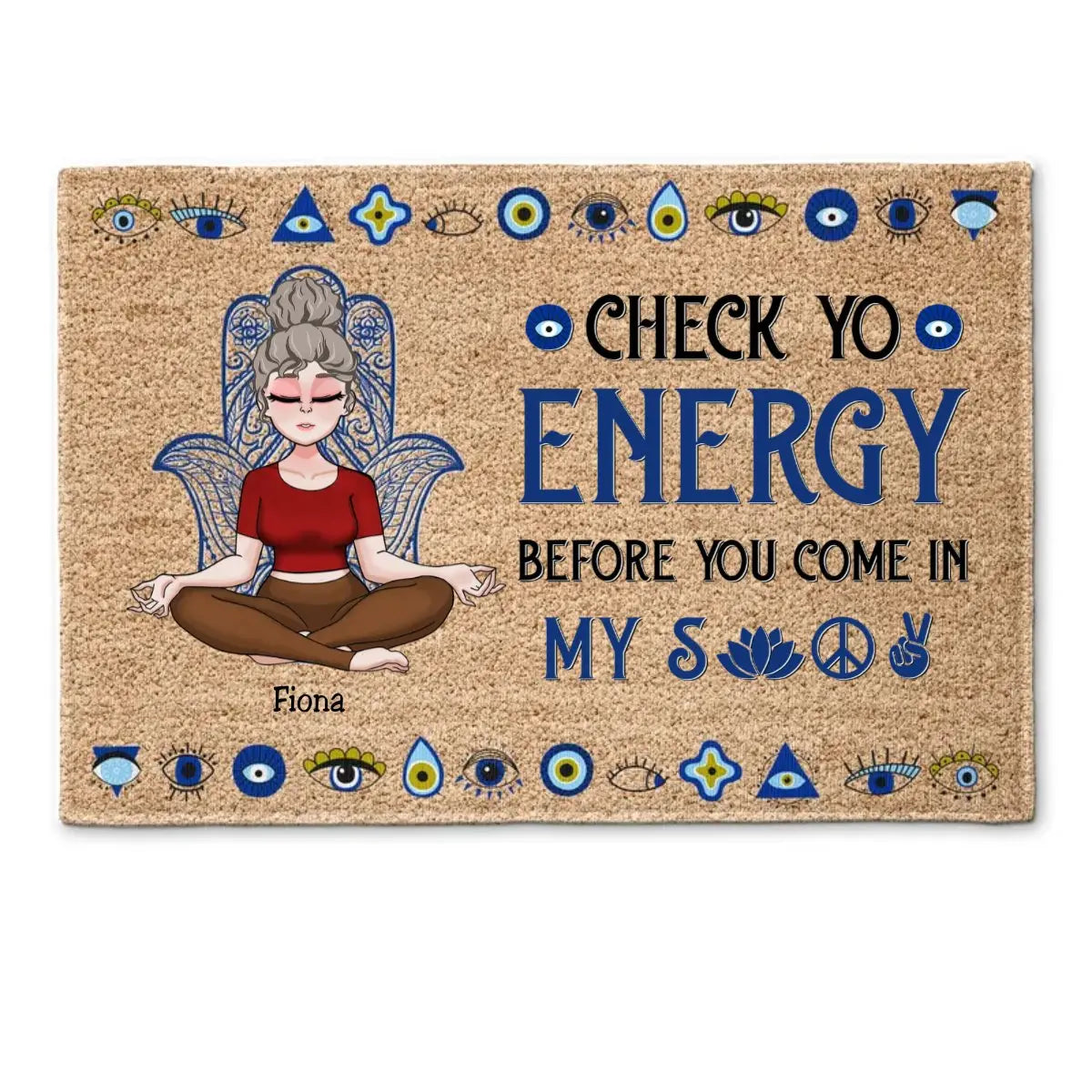 Yoga Lovers - Please Be Mindful Of The Energy You Bring Into This Space - Personalized Doormat - The Next Custom Gift  Doormat