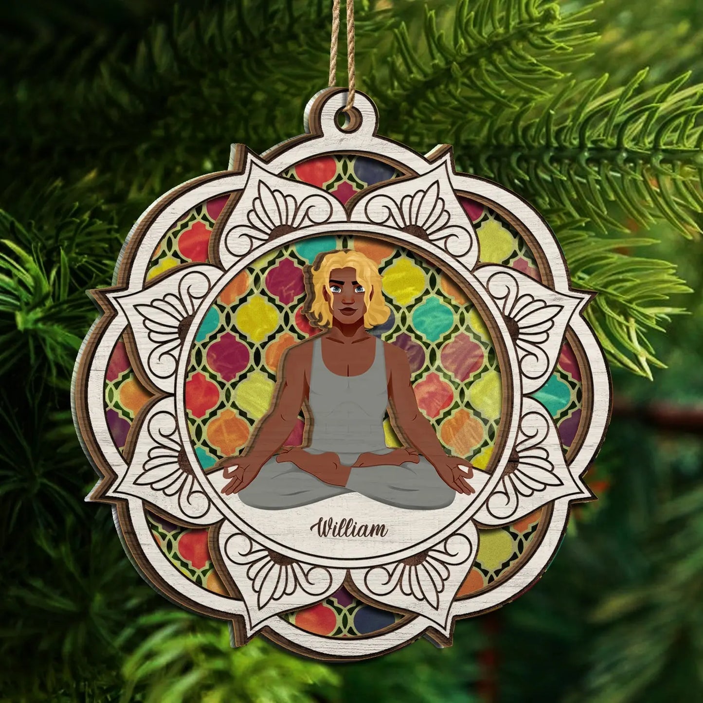 Yoga Mandala - Gift For Yoga Lovers - Personalized Suncatcher Ornament Ornament The Next Custom Gift