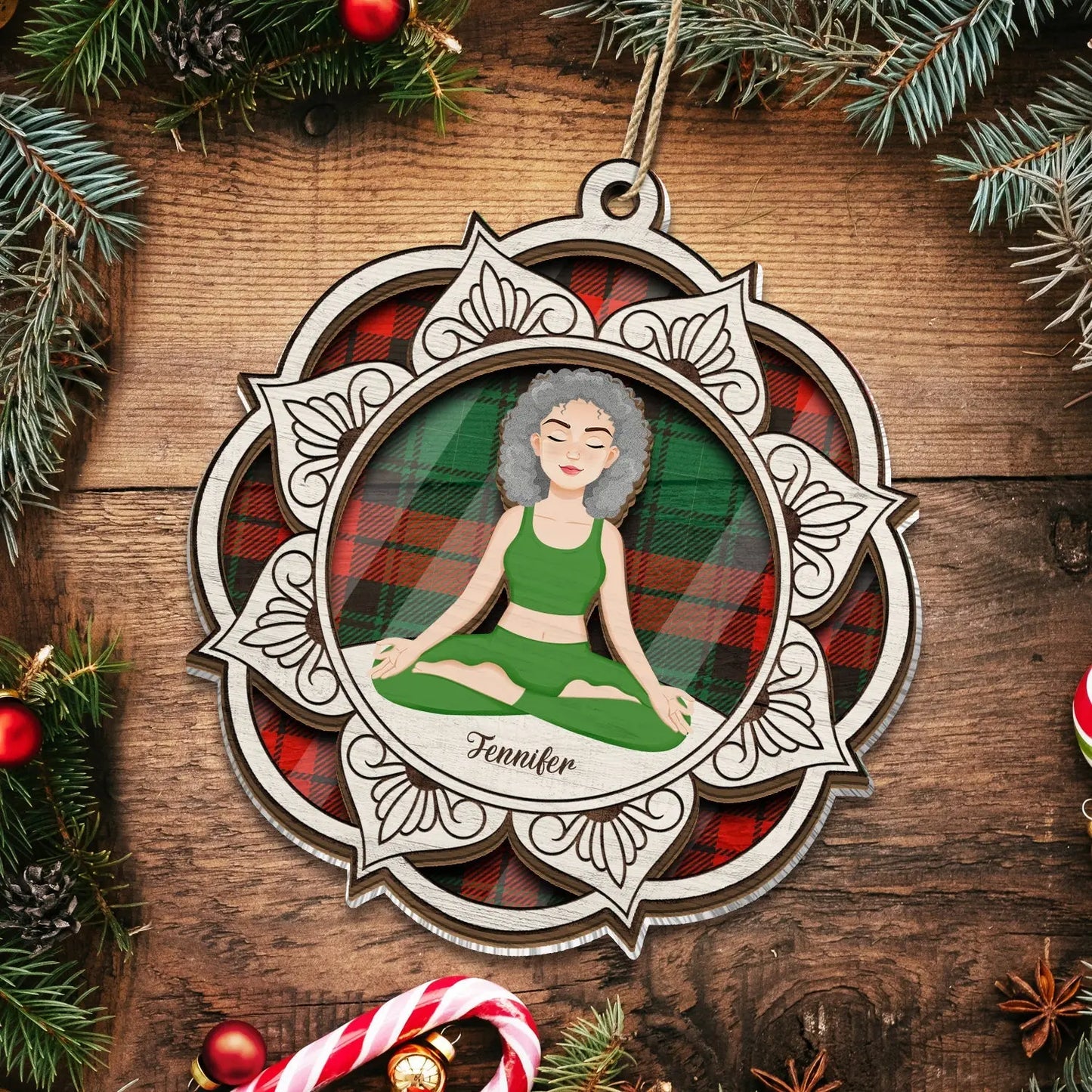 Yoga Mandala - Gift For Yoga Lovers - Personalized Suncatcher Ornament Ornament The Next Custom Gift