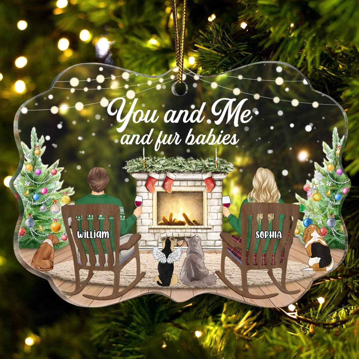 You And Me And The Dogs - Christmas Gift For Dog Lover - Personalized Medallion Acrylic Ornament ornament The Next Custom Gift