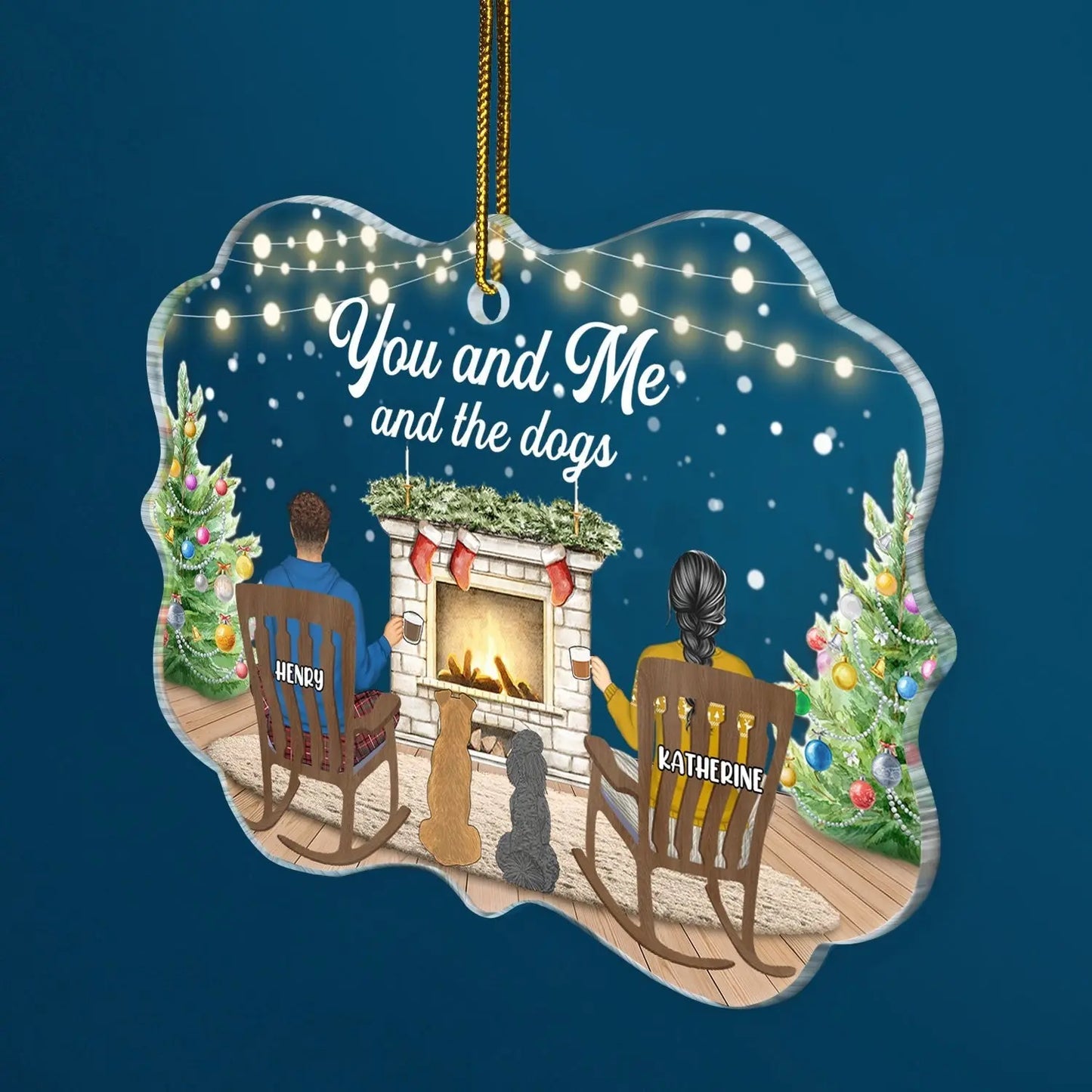 You And Me And The Dogs - Christmas Gift For Dog Lover - Personalized Medallion Acrylic Ornament ornament The Next Custom Gift