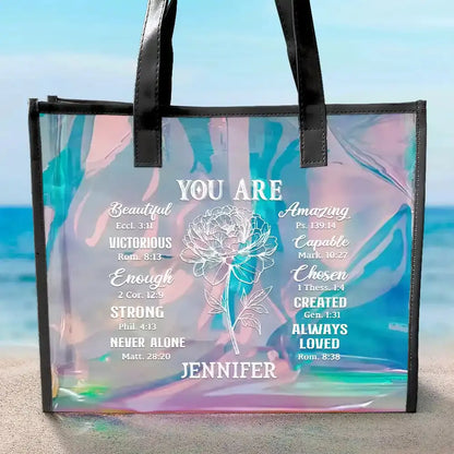 You Are Beautiful Victorious - Personalized Holographic Tote Ornament The Next Custom Gift