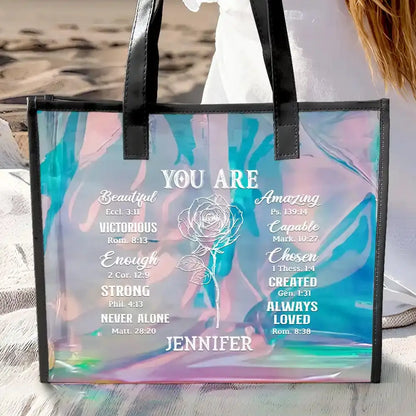 You Are Beautiful Victorious - Personalized Holographic Tote Ornament The Next Custom Gift