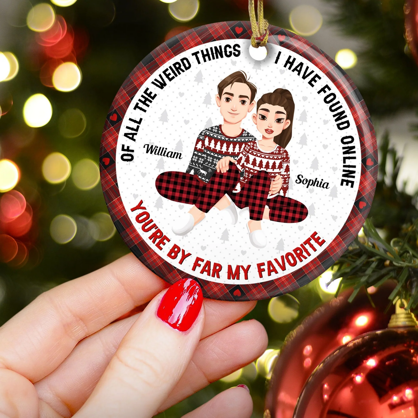 You Are My Favorite By Far Christmas Gift For Couples - Personalized Couple Ornament