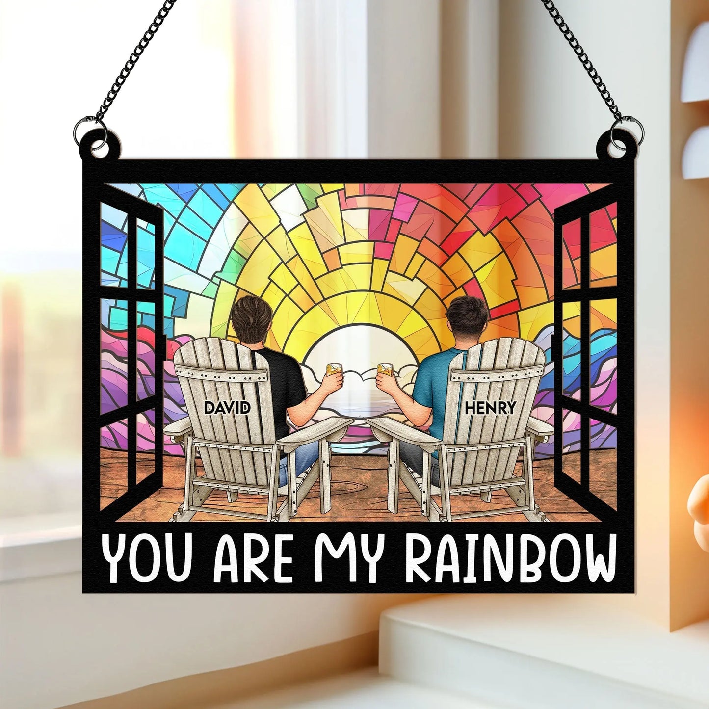 You Are My Rainbow - Personalized Window Hanging Suncatcher Ornament Hanging Suncatcher Ornament The Next Custom Gift