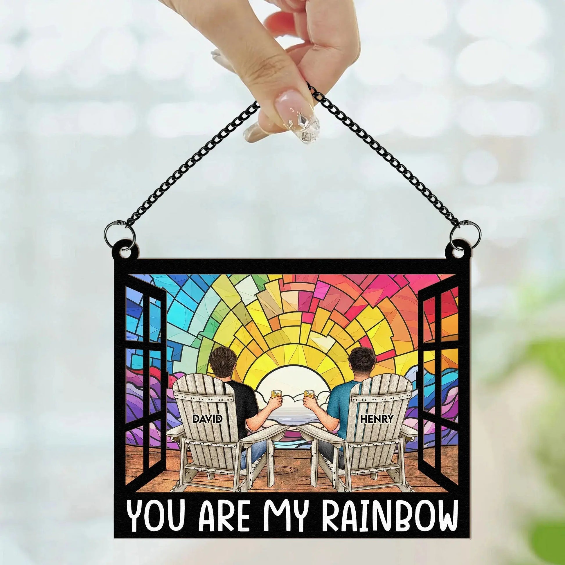 You Are My Rainbow - Personalized Window Hanging Suncatcher Ornament Hanging Suncatcher Ornament The Next Custom Gift