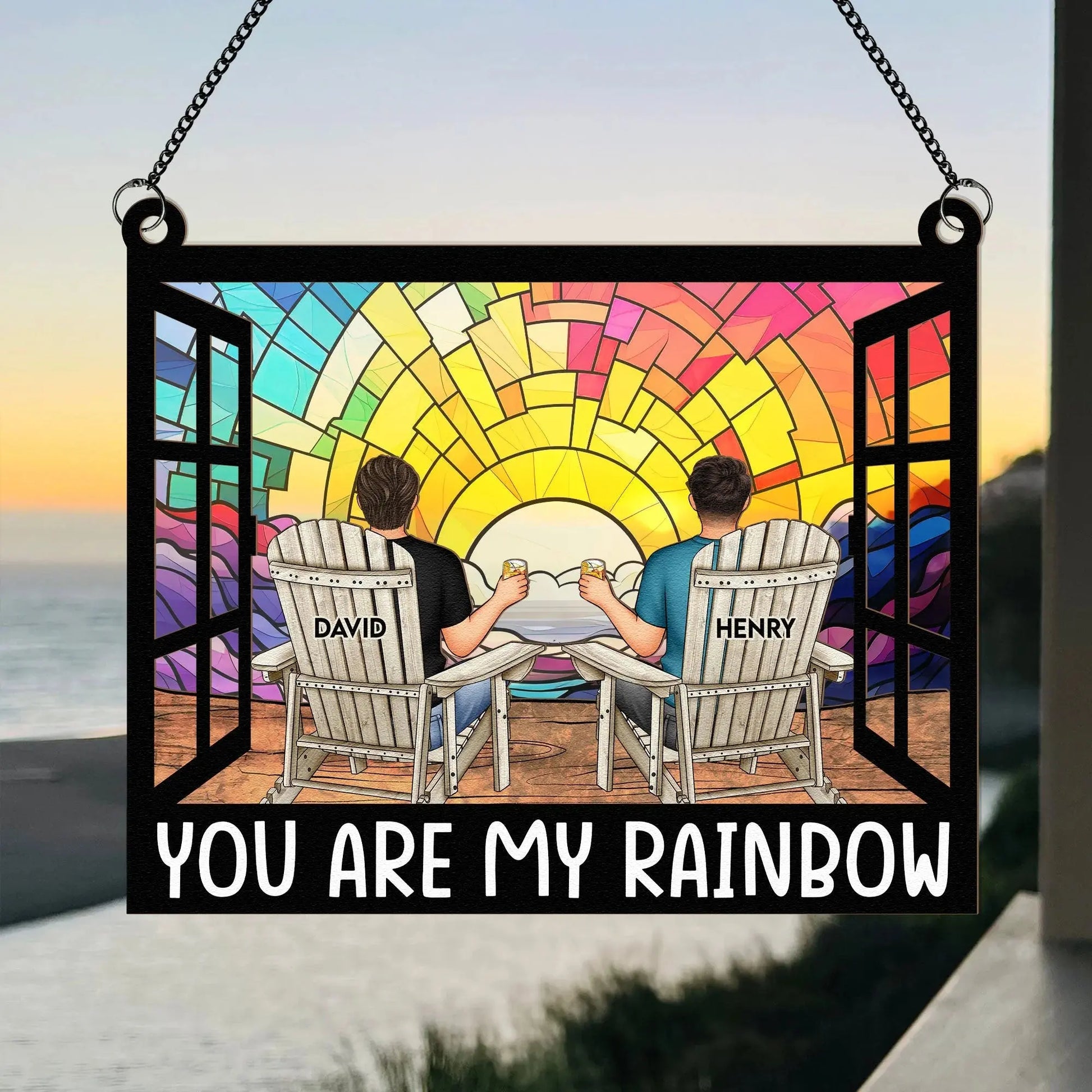 You Are My Rainbow - Personalized Window Hanging Suncatcher Ornament Hanging Suncatcher Ornament The Next Custom Gift