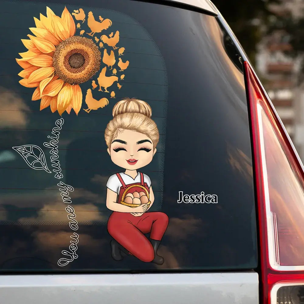 You Are My Sunshine Chicken Farm Girl - Personalized Decor Decal Decal The Next Custom Gift