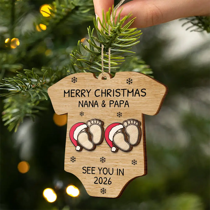 Baby Expecting See You In 2026 Onesie Shaped - Personalized  Wooden Ornament