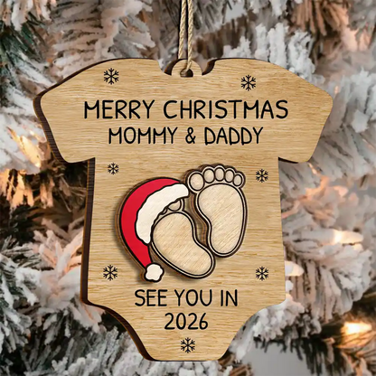 Baby Expecting See You In 2026 Onesie Shaped - Personalized  Wooden Ornament
