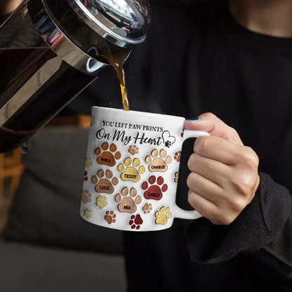 You Left Paw Prints - Memorial Gift For Dog Lovers, Cat Lovers - 3D Inflated Effect Printed Mug, Personalized White Edge-to-Edge Mug Mug The Next Custom Gift