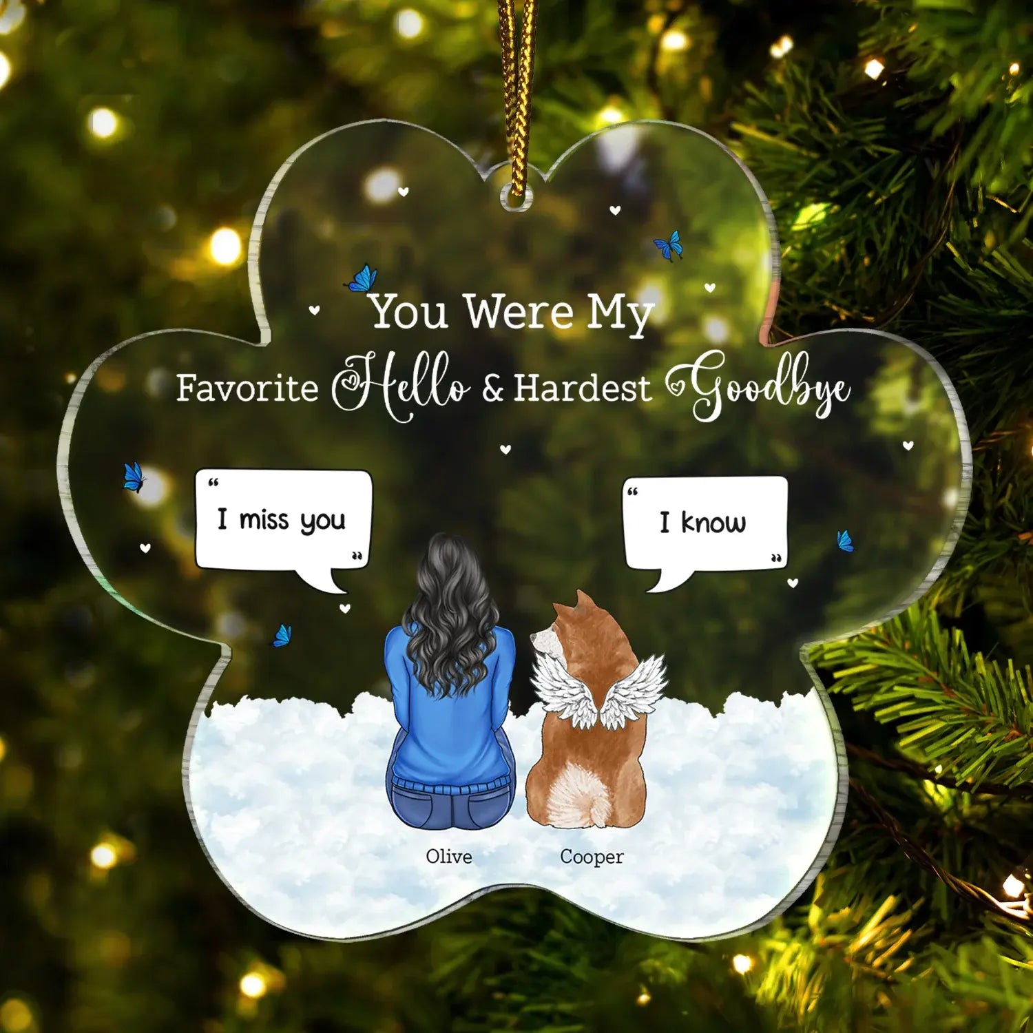 You Were My Favorite Hello And Hardest Goodbye - Christmas Memorial Gift - Personalized Custom Shaped Acrylic Ornament ornament The Next Custom Gift