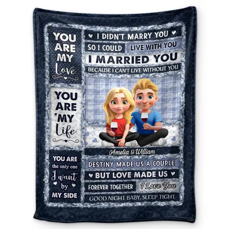 You Are My Love You Are My Life 3D Effect Couple - Personalized Fleece Blanket