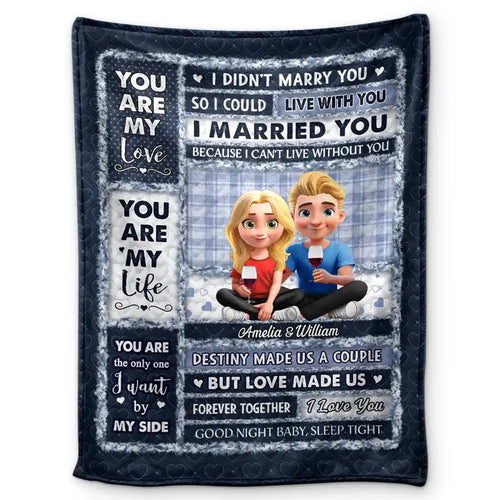 You Are My Love You Are My Life 3D Effect Couple - Personalized Fleece Blanket