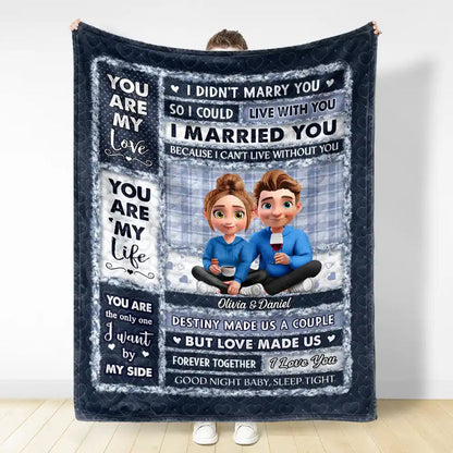 You Are My Love You Are My Life 3D Effect Couple - Personalized Fleece Blanket