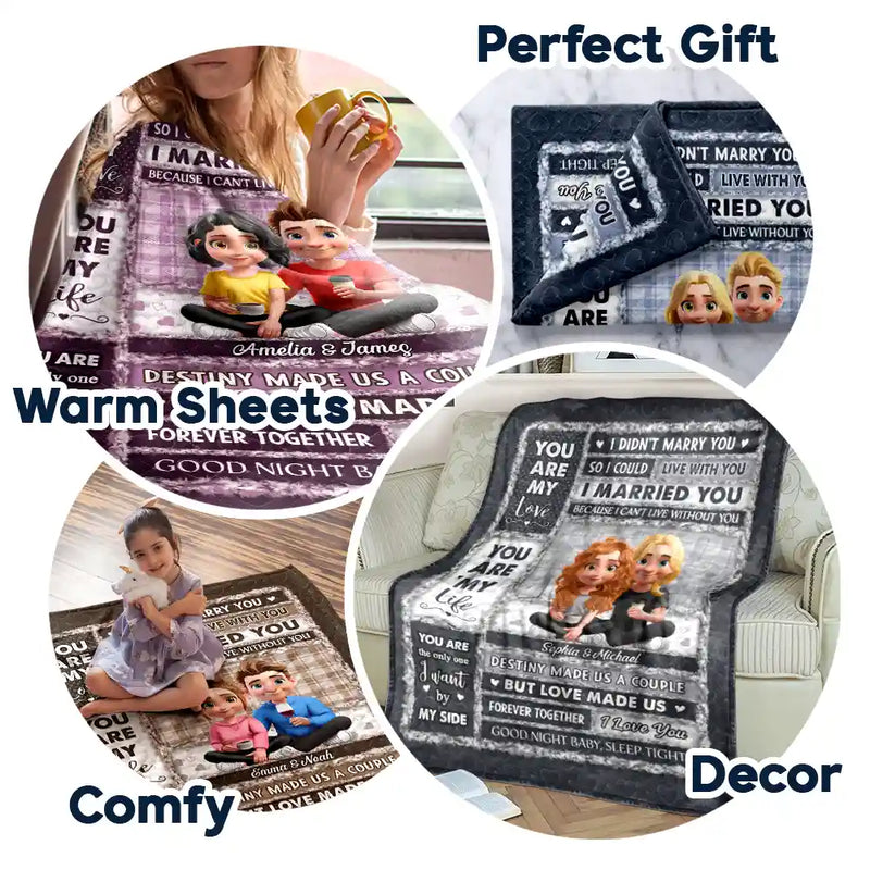 You Are My Love You Are My Life 3D Effect Couple - Personalized Fleece Blanket