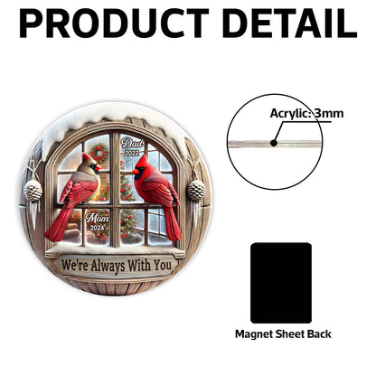 Memorial Cardinal Outside Window Remembrance Keepsake Sympathy Gift Personalized Acrylic Fridge Magnet