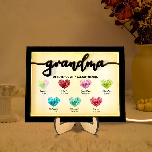 Birthstone Constellations Personalized 2-Layer Wooden Plaque With LED, Mother's Day Gift, Grandparents Day Gift, Gift for Her, Mom Gift, For Grandma