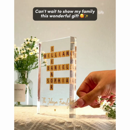 Family Crossword Art Created In A Moment, Treasured Forever Personalized Acrylic Block Plaque