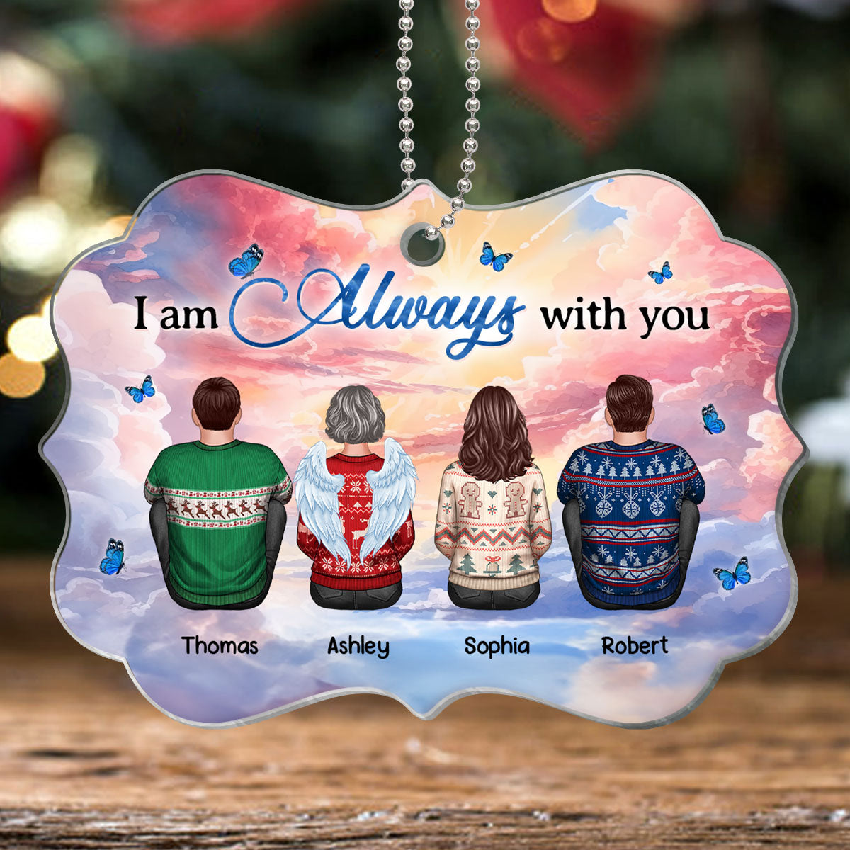 Family Memorial Sitting Heavenly Clouds Personalized Acrylic Ornament
