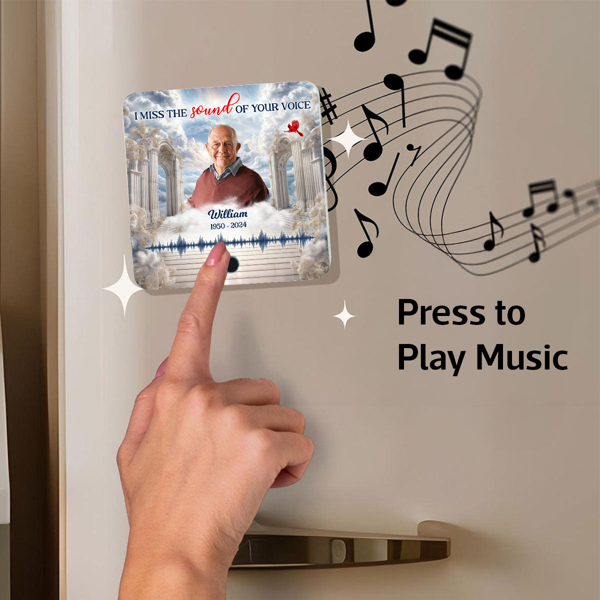 Heaven Gate Custom Photo Voice Message Personalized Music Fridge Magnet, Memorial Keepsake, Remembrance Gift