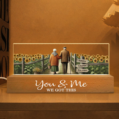 Old Couple Walking Growing Old Together Since Personalized Acrylic Block LED Night Light, Heartfelt Gift For Couple, For Him, For Her, Boyfriend, Girlfriend, Husband, Wife
