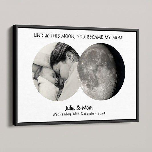 Under This Moon You Became My Mom Dad Moon Phase Art Gift For New Parents Personalized Poster