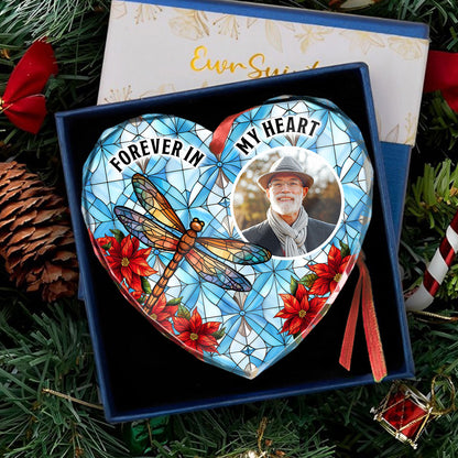 Upload Photo I'm Always With You Memorial Personalized Heart Glass Ornament