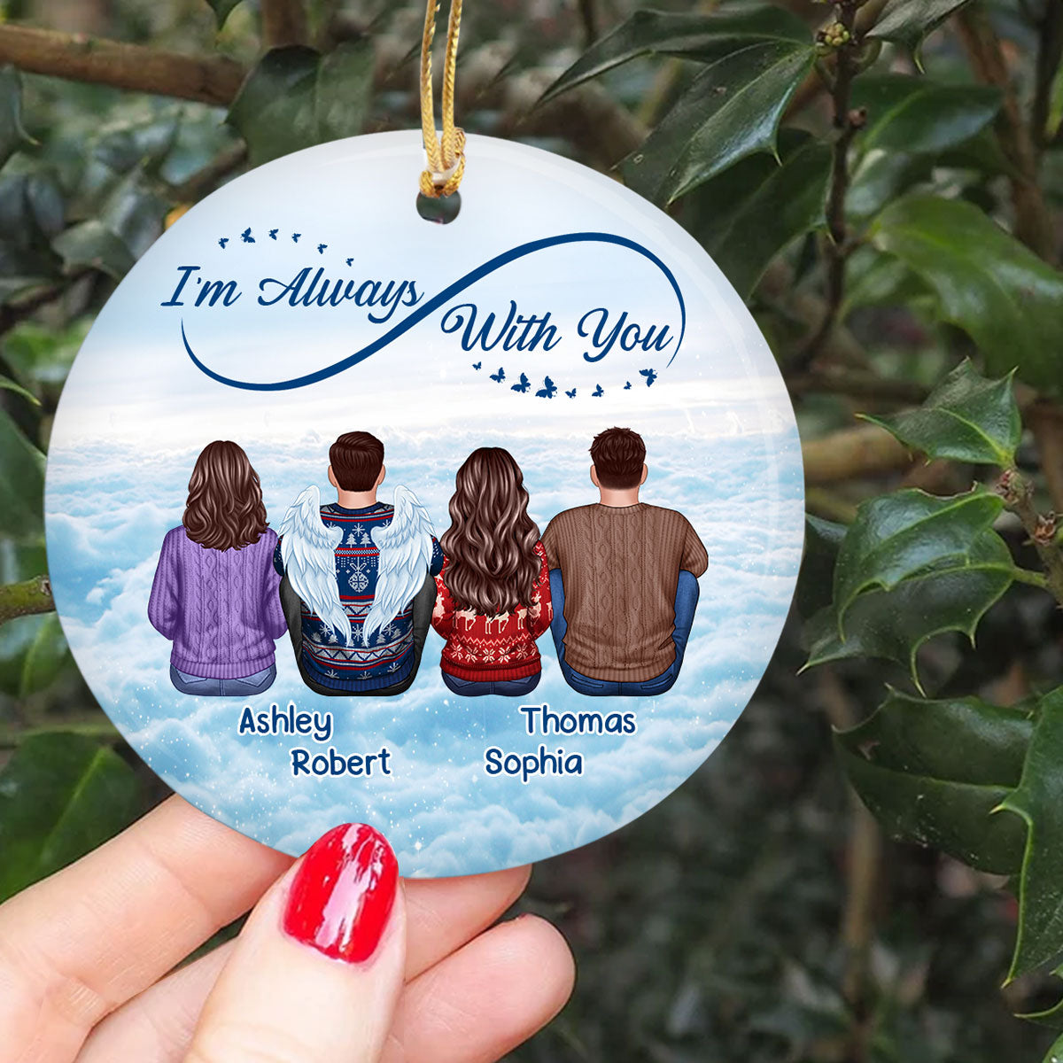 Always With You Infinity Sky Family Memorial Remembrance Keepsake Personalized Circle Ornament