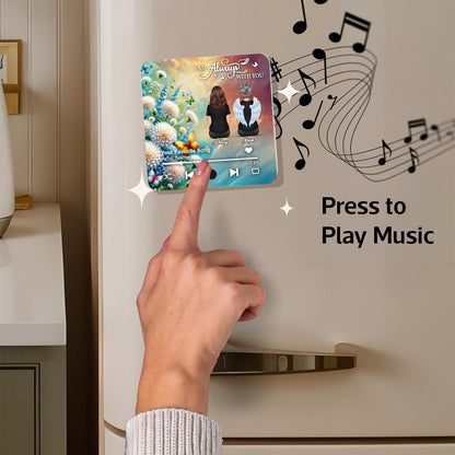 Realistic Dandelion Flowers Family Members Memorial Personalized Music Fridge Magnet, Sympathy Gift