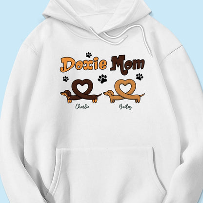Doxie Mom Cute Heart Dachshunds Personalized Shirt