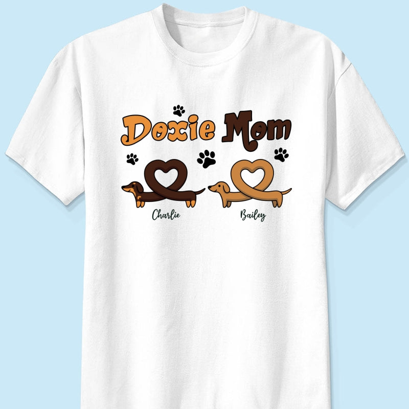 Doxie Mom Cute Heart Dachshunds Personalized Shirt