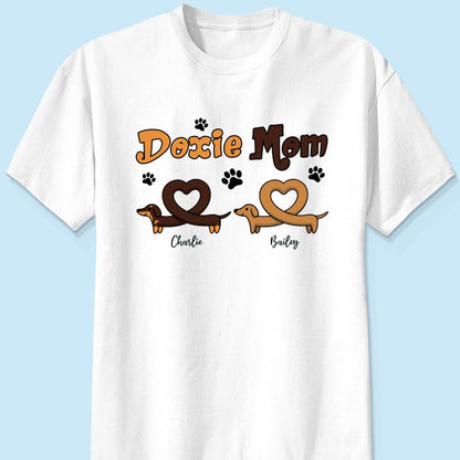 Doxie Mom Cute Heart Dachshunds Personalized Shirt