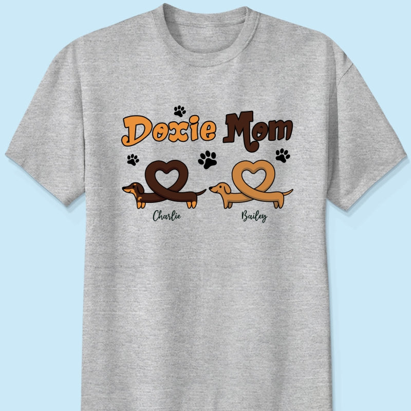 Doxie Mom Cute Heart Dachshunds Personalized Shirt