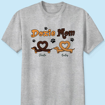 Doxie Mom Cute Heart Dachshunds Personalized Shirt