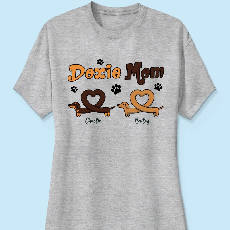 Doxie Mom Cute Heart Dachshunds Personalized Shirt