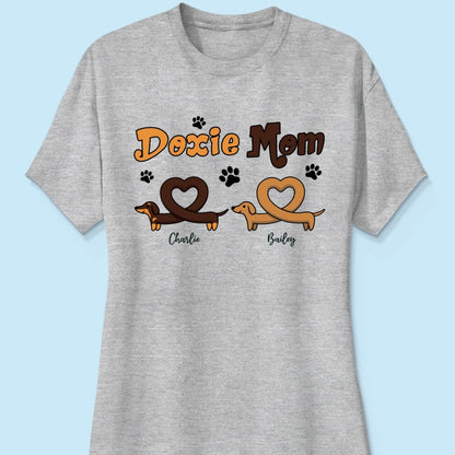 Doxie Mom Cute Heart Dachshunds Personalized Shirt