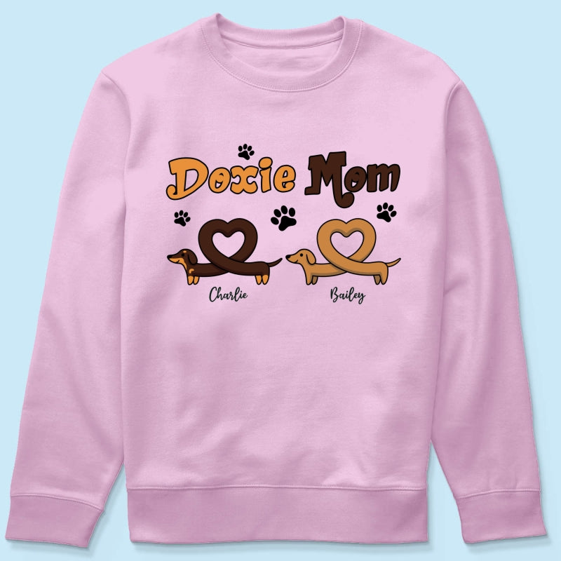 Doxie Mom Cute Heart Dachshunds Personalized Shirt