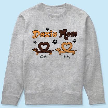 Doxie Mom Cute Heart Dachshunds Personalized Shirt
