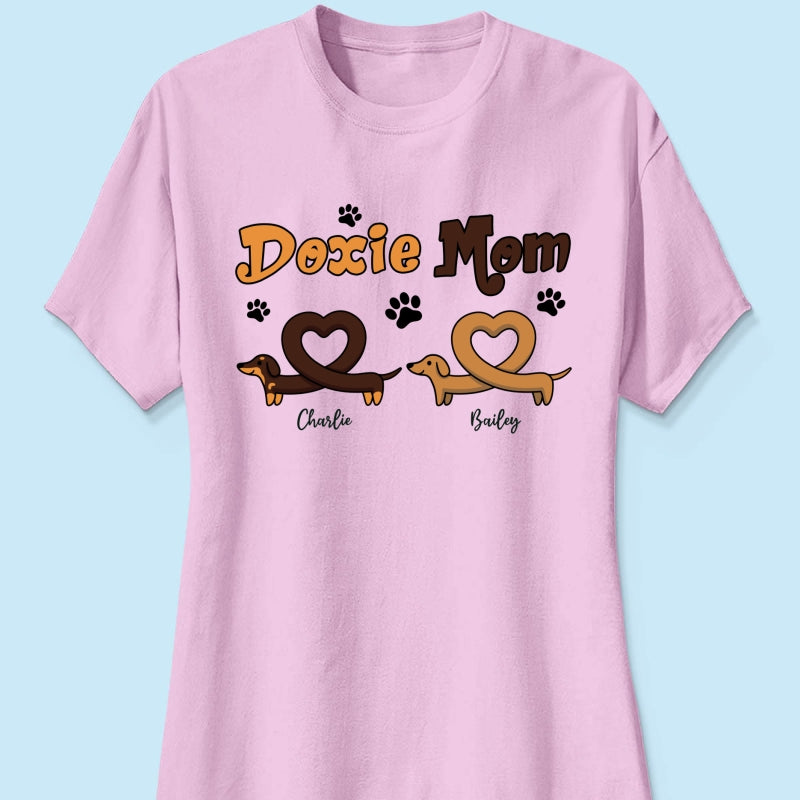 Doxie Mom Cute Heart Dachshunds Personalized Shirt